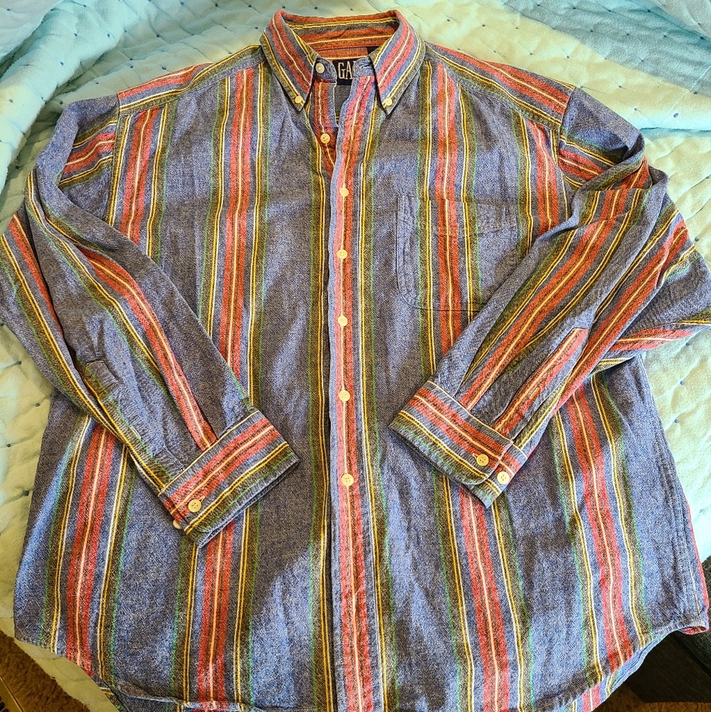 GAP Jean Button-down with Rainbow Stripes